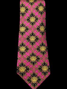 Authentic Versace tie, Magenta Medusa Jacquard tie